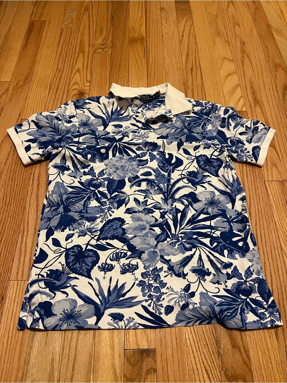 Polo by Ralph Lauren White and Blue Floral Polo Shirt